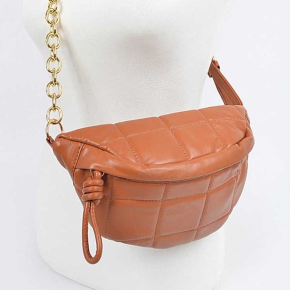 Diano j Handbags - Quilted Crossbody Commute Bag - Camel